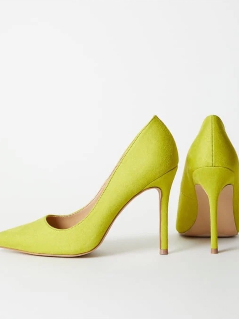 Shoe Dazzle Lime Green Pointed Suede Pumps